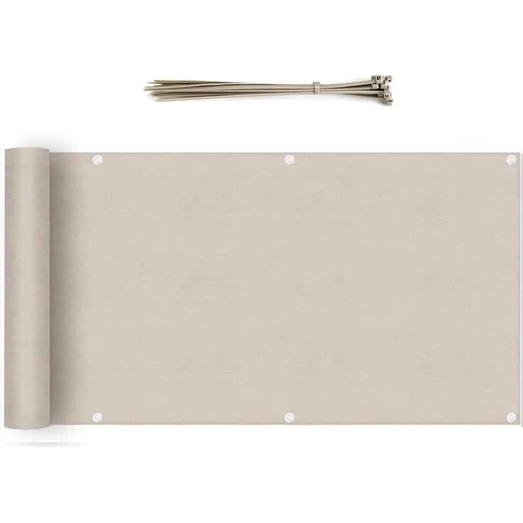 Sekey Balkon Sichtschutz HDPE 220g/m² | Wetterfest & Schnelltrocknend | Lichtdurchlässig & Blickdicht | 90x300 cm, Taupe