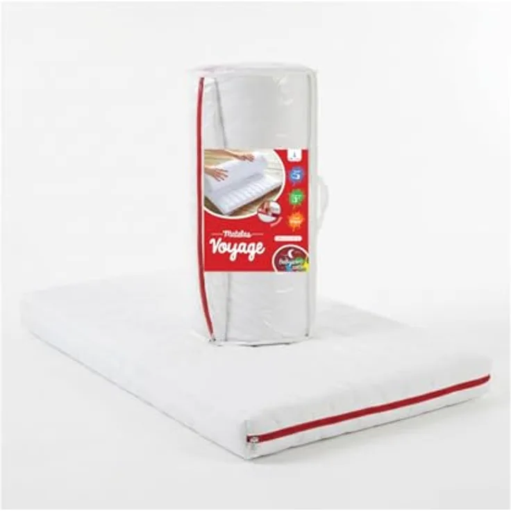 Babysom - Reisebettmatratze - Kindermatratze | Babymatratze gerollt - 60x120cm - Atmungsaktiv - Bezug abziehbar - Luftdurchlässiger Kaltschaum