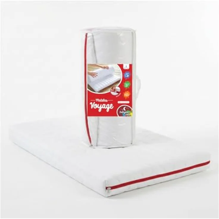Babysom - Reisebettmatratze - Kindermatratze | Babymatratze gerollt - 60x120cm - Atmungsaktiv - Bezug abziehbar - Luftdurchlässiger Kaltschaum – Bild 1