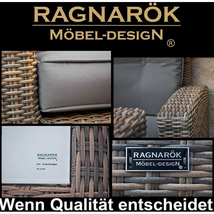 Ragnarök Möbel-Design Gartenlounge-Set Dining Lounge Wieland M, (Set, Ecksofa + Tisch, Polyrattan, inkl. aller Polster), integrierte Staufächer unter der Ecklounge, sehr großer Tisch – Bild 3