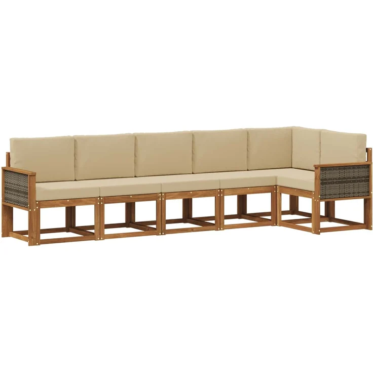 vidaXL Outdoor-Sofagarnitur 6 stk. 6-Sitzer Natur und Beige 3385249 – Bild 2
