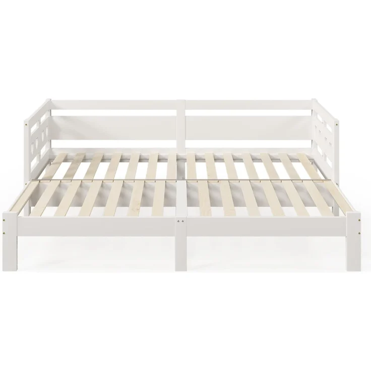 SOFTWEARY Kinderbett Ausziehbett mit Lattenrost und ausziehbarer Liegefläche (90x200 cm/180x200 cm), Holzbett aus Kiefer, Jugendbett – Bild 4