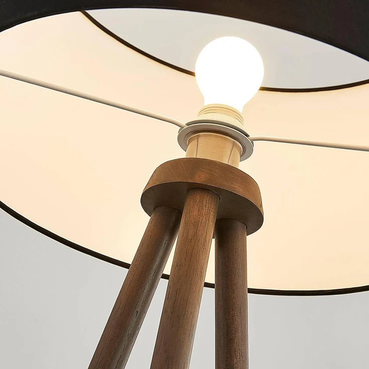 Lindby Stehlampe Majken, Holz Schwarz IP20, 1 x 60 W – Bild 5