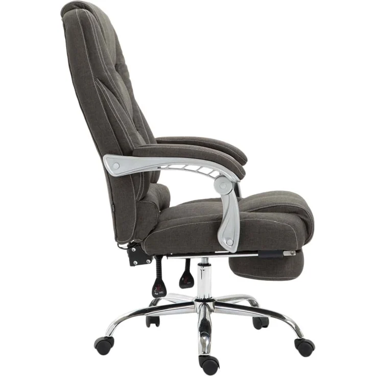 DELUKE® Bürostuhl MIAMI Stoff - 118x68x64, Dunkelgrau Stoff Metall in Chromoptik Gestell ergonomische Bürostühle Homeoffice Stuhl mit Rollen – Bild 3