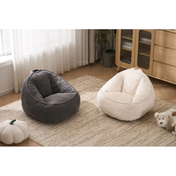 Sitzsack 69cm×72cm×51cm aus Kord in Beige – weich, ergonomisch und pflegeleicht – Bild 2