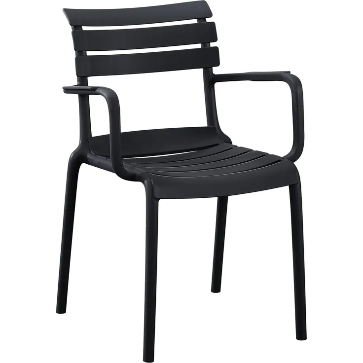 CLP Gartenstuhl Joliya stapelbar mit Armlehnen wetterfest UV-beständig bis 150 kg,schwarz