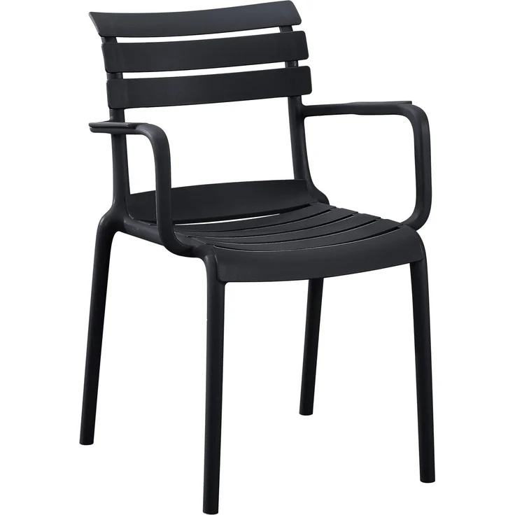CLP Gartenstuhl Joliya stapelbar mit Armlehnen wetterfest UV-beständig bis 150 kg,schwarz – Bild 1