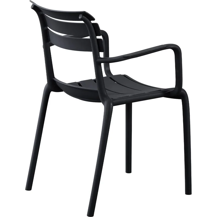 CLP Gartenstuhl Joliya stapelbar mit Armlehnen wetterfest UV-beständig bis 150 kg,schwarz – Bild 6