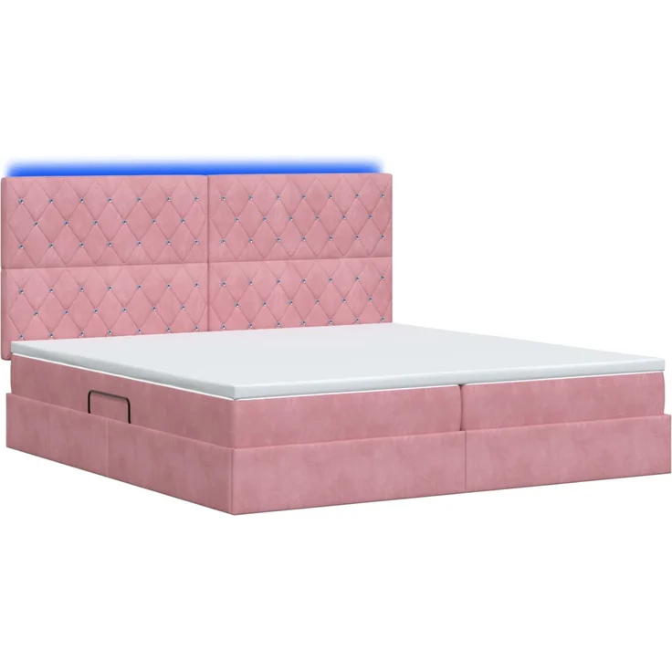 vidaXL LED-Speicherbett mit Matratze Rosa 200 x 200 cm Samt 3460097 – Bild 9