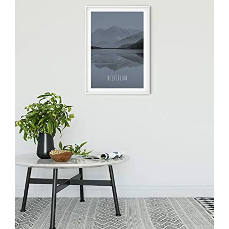Komar Word Lake Reflection Steel, Wandbild auf Premium-Poster Fotopapier, 40 x 50 cm, ohne Rahmen, fotorealistischer Kunstdruck – Bild 2