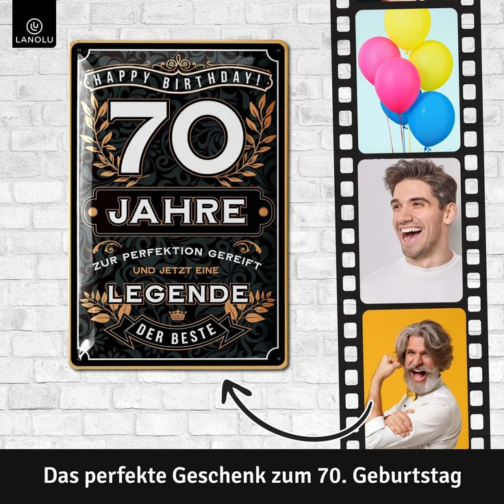LANOLU Blechschild 70 Jahre Legende 20x30cm – Metall – Mehrfarbig – 20291 – Bild 2