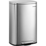 Songmics Mülleimer mit Deckel und Softclose, Stahl, 42,5 x 31,8 x 65,7 cm, 50 Liter, Silbern