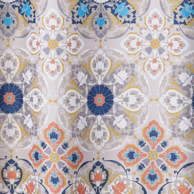 mDesign Duschvorhang Medallion Muster Braun Badewannenvorhang Textil 183x183cm – Bild 5