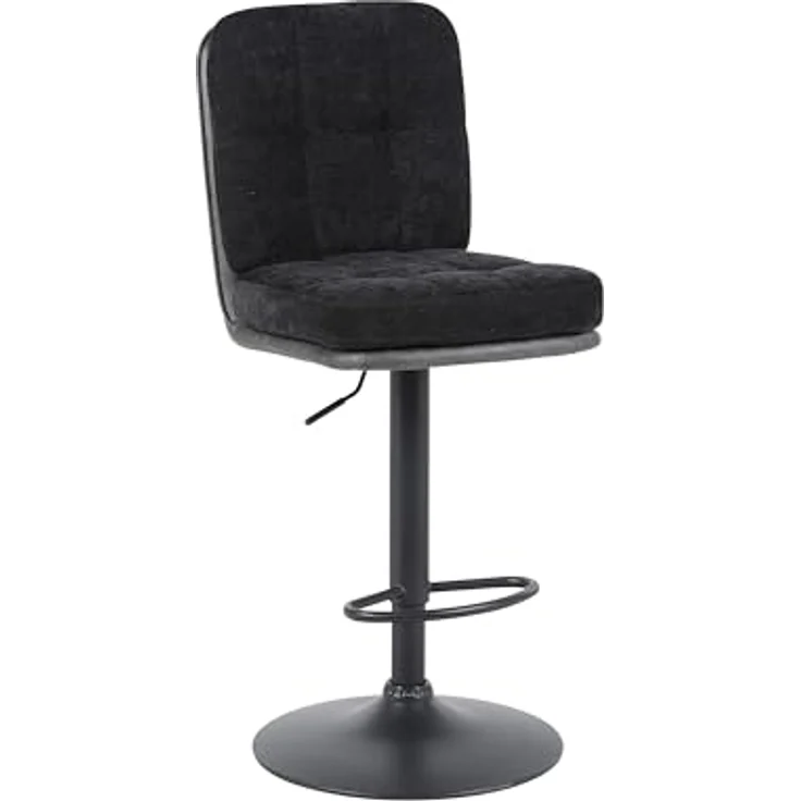 Hela Tische, 2er Set Barhocker Vila, Materialmix Webstoff Schwarz/Microfaser Anthrazit, 360° drehbar, Höhenverstellung mit Lift, 120kg belastbar – Bild 7