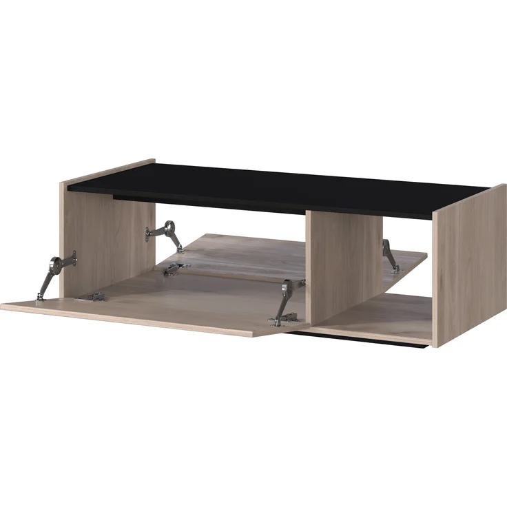 Germania Couchtisch 1300-627 GW-Cantoria, in Eiche/Schwarz, mit zwei Klappen, 112 x 37 x 53 cm (BxHxT) – Bild 3