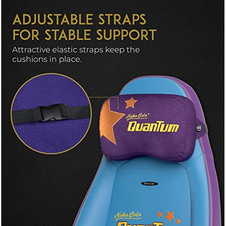 noblechairs Memory Foam Kissen-Set Fallout Nuka Cola Quantum Edition, Ergonomische Sitzkissen mit Lendenwirbelstütze und leuchtender Stickerei – Bild 5