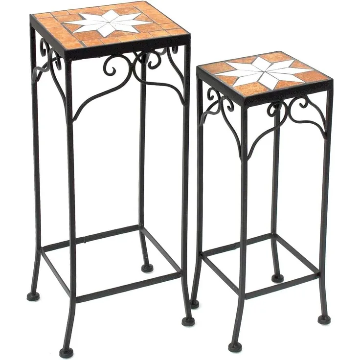 Blumenhocker Merano Mosaik 2er Set 12012 Blumenständer 46 und 54cm Hocker Eckig