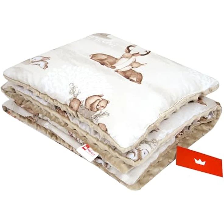 Kinderdecke BABYLUX Babydecke MINKY 2Set Kuscheldecke Decke 75 x 60cm Kinderwagen, BabyLux, MP133. Beige + Frühlingsmelodie – Bild 4