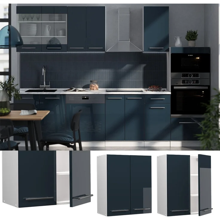 Hängeschrank Fame-Line Dunkelblau Hochglanz 60 cm Vicco – Bild 2