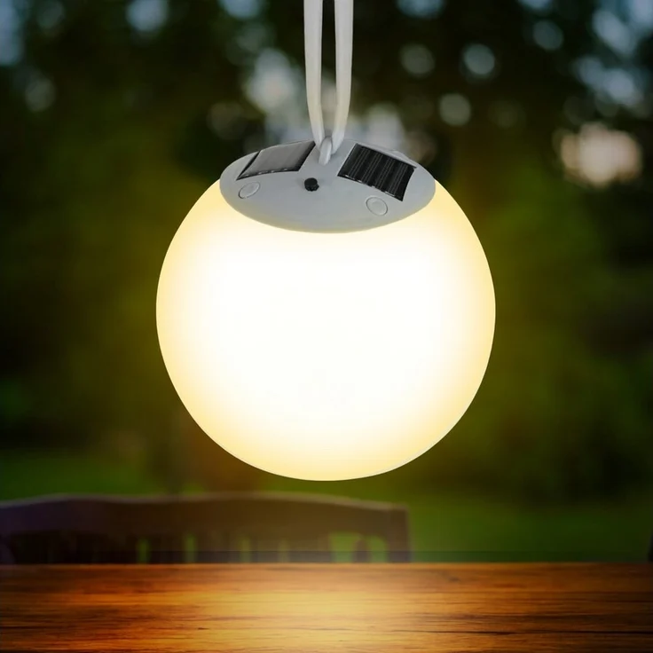 Spetebo LED Solarleuchte Premium Solar LED Hängeleuchte - Ø 20 cm / 4 LED, Einschaltautomatik, LED, warmweiß, Garten Deko Lampe zum Hängen – Bild 5