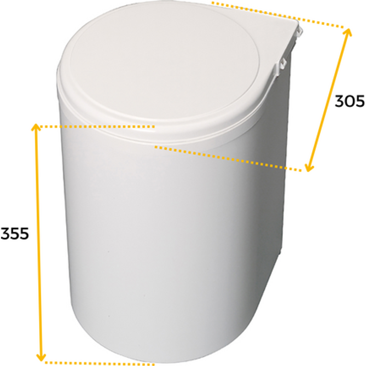 emuca 8035815 Abfalleimer 13 Liter ab 40 cm Schrankbreite, Kunststoff weiß – Bild 3