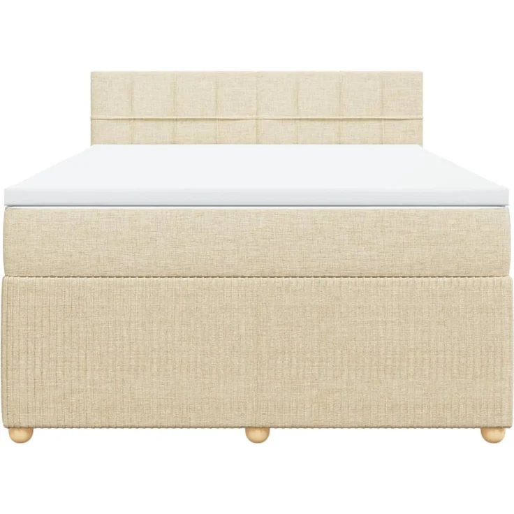 vidaXL Boxspringbett mit Matratze Creme 140x190 cm Stoff 3289756 – Bild 6