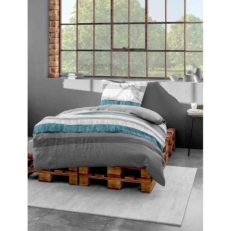 Bierbaum Bettwäsche 6472, Mako-Satin, Made in Germany, silber 09, 155x220 + 80x80 cm, Komfortgröße