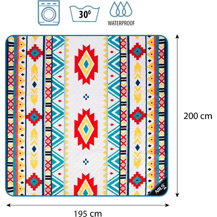NILS CAMP Picknickdecke Aztec 195 x 200 cm Outdoor für Camping Strand Festival – Bild 3