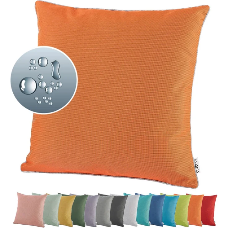 heimtexland ® OUTDOOR Lounge Dekokissen LOTUS EFFEKT wetterfest 45x45 Garten Kissen Outdoorkissen Typ551 dunkelgrau – Bild 1