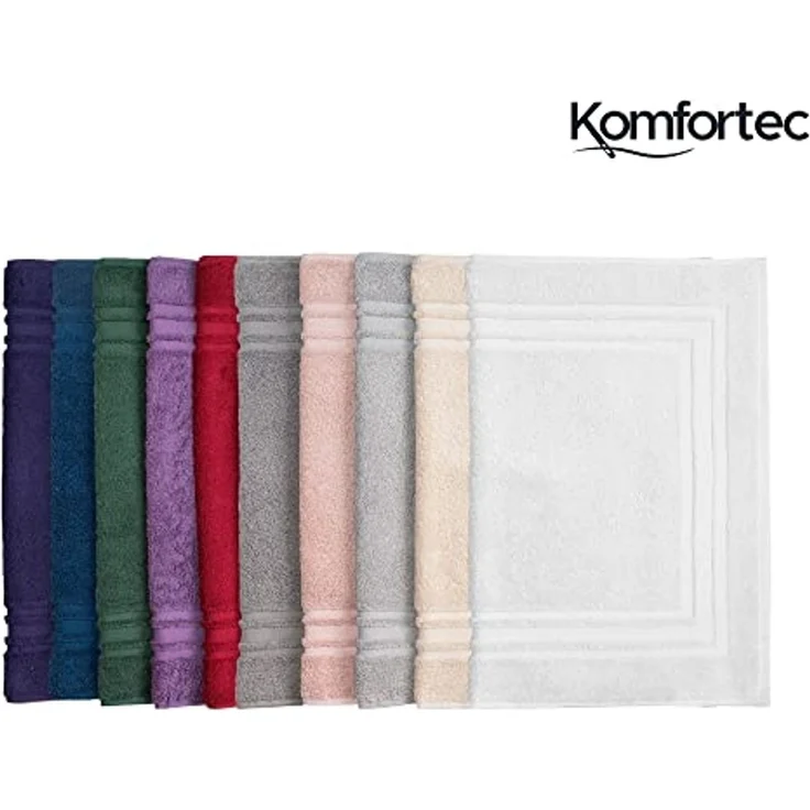 Komfortec Badematte Badvorleger aus 100% Baumwolle, 50x70 cm Duschvorleger, Waschbar Duschmatte, Frottee, Rechteckig, 600 g/m², 2er Set, Saugfähig & Schnelltrocknend – Bild 7