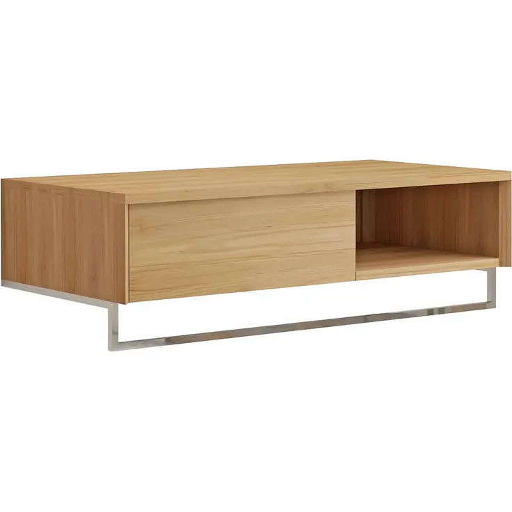 Vente-unique - Hängender Waschbeckenunterschrank aus Teakholz mit Handtuchhalter – 105 cm – KUPANG