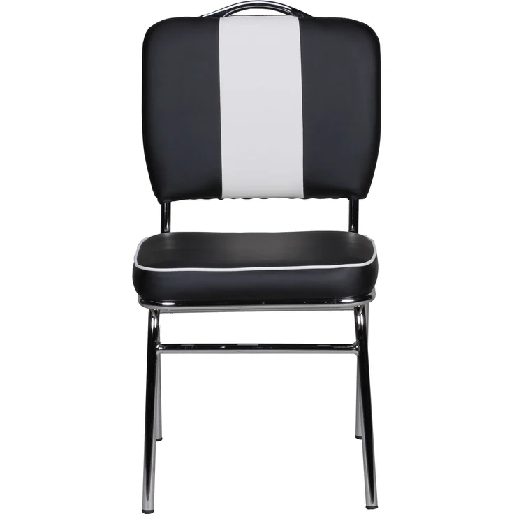 Esszimmerstuhl American Diner 50er Jahre Retro, Sitzfläche gepolstert mit Rücken-Lehne, Essstuhl Farbe Schwarz Weiß – Bild 3