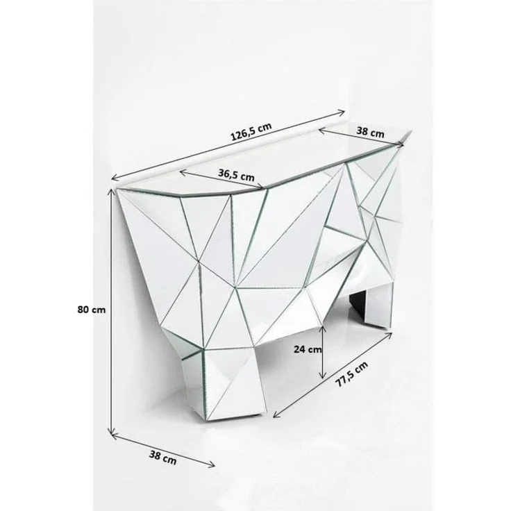 Kare Design, Spiegel Konsole Prisma, Flurkonsole verspiegelt, Luxus Konsole, Glas, 80 x 126,5 x 38 cm (H/B/T) – Bild 8