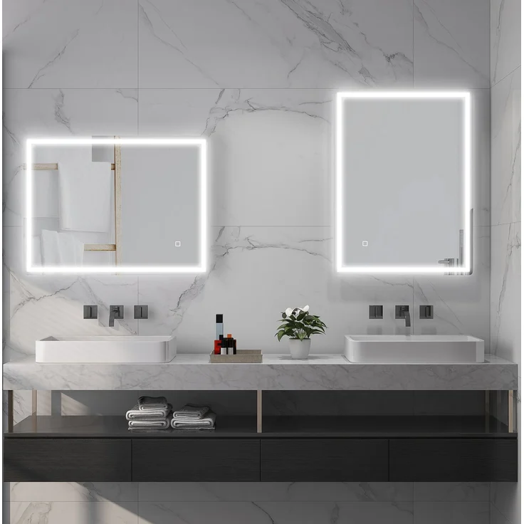 Badezimmerspiegel 60 x 80 x 4 cm mit LED-Beleuchtung, Antibeschlagfunktion und Touchsteuerung – Bild 3