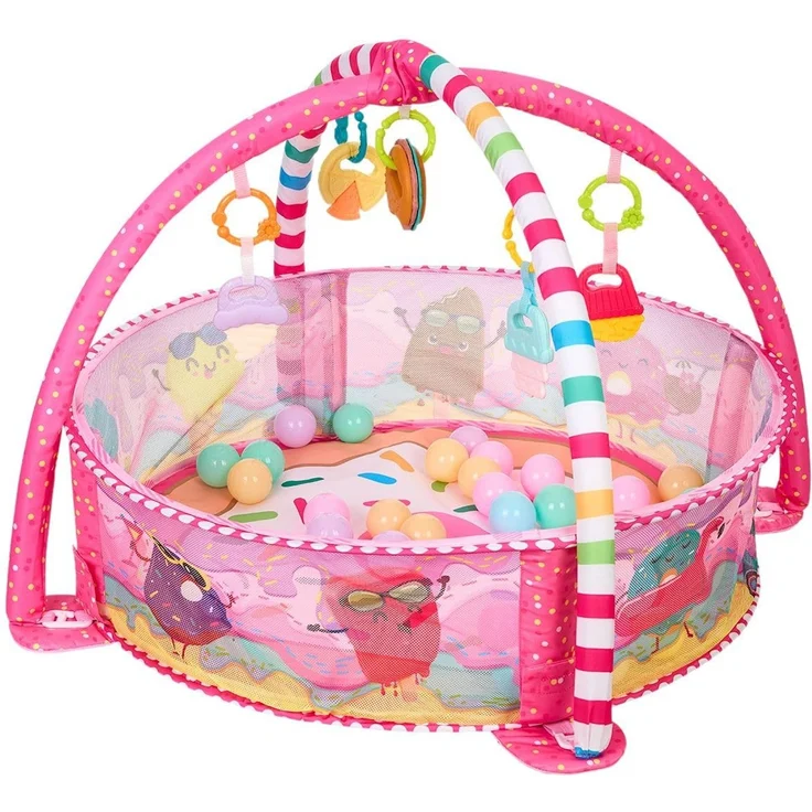 Kikka boo Spielbogen 30 Bälle Krabbeldecke Bällebad abnehmbare Spielzeuge rosa pink – Bild 2