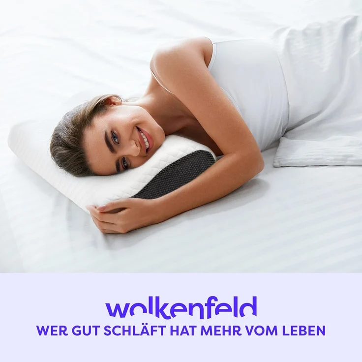 Wolkenfeld Nackenkissen für Seiten, Rücken & Bauchschläfer - Orthopädisches Kissen, Kopfkissen Nackenschmerzen Reduzierung, Memory Foam Nackenkopfkissen, Ergonomisches Kopfkissen - Seitenschläferkissen – Bild 9