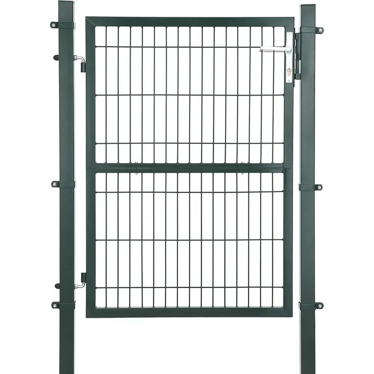Gartentor aus verzinktem Stahl, Gartentür, Zauntor, Hoftor, mit Qualitätsschloss, Türklinke und Schlüssel, 106x125 cm (L x H), grün