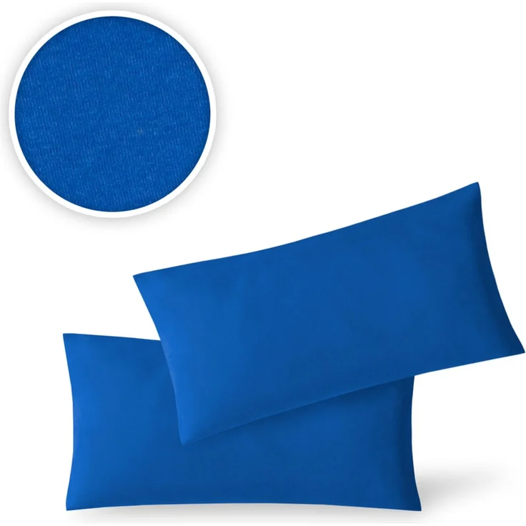 Jersey Kissenbezug, 2er Set, Baumwolle, Royalblau, 40x80 cm – Bild 2