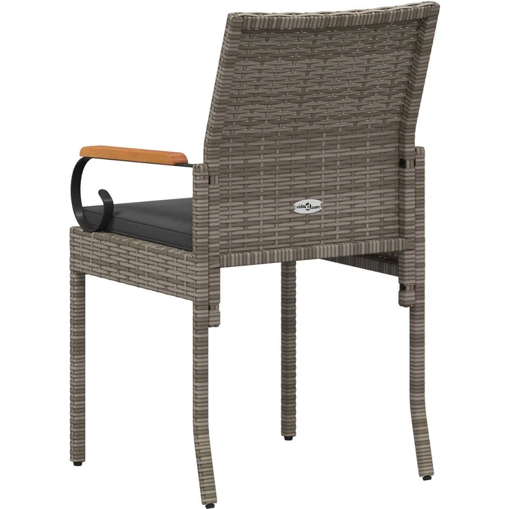 vidaXL Gartenstühle 4 Stk. Grau und Dunkelgrau Poly-Rattan und Akazie 42025886 – Bild 8