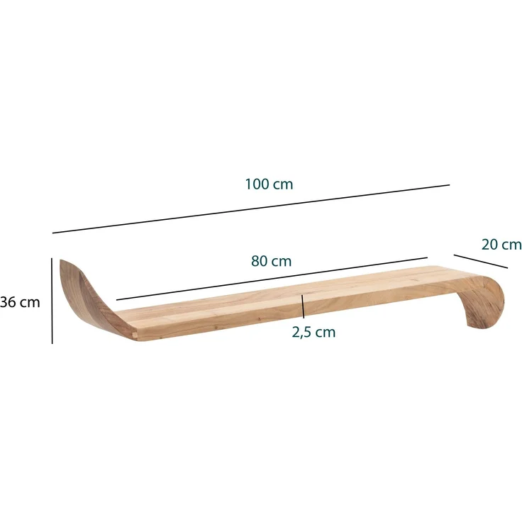 FineBuy Wandregal Mango Massivholz · Hängeregal mit geschwungenen Enden · Handgefertigtes Schwebendes Regal im modernen Design · Regalbrett aus Echtholz – Bild 3
