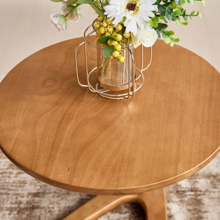 LVHOM Couchtisch rund, Beistelltisch aus Massivholz, Wohnzimmertisch Ø50 cm, Natur – Bild 10