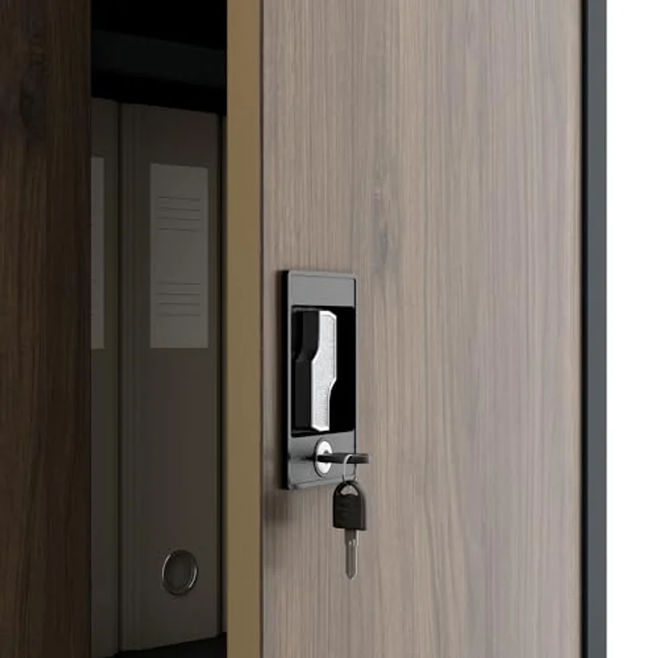 Jan Nowak Aktenschrank Metall 185 x 115 x 40 cm Büroschrank abschließbar Stahlschrank mit 4 verstellbaren Einlegeböden Dokumentenschrank Antrazit Nussbaum – Bild 4