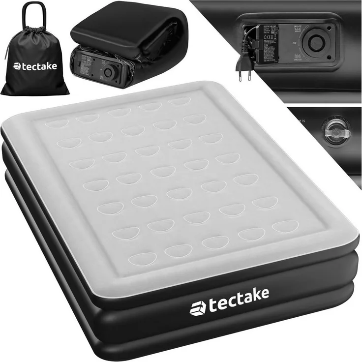 tectake Luftbett Aufblasbare Matratze, (für 1 oder 2 Personen, Komplettset), Aufblasbare Matratze AirDreams mit Elektropumpe