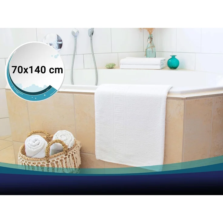 ZOLLNER 5er Set Duschtücher, 80% Baumwolle, 20% Polyester, 70x140 cm, weiß – Bild 4