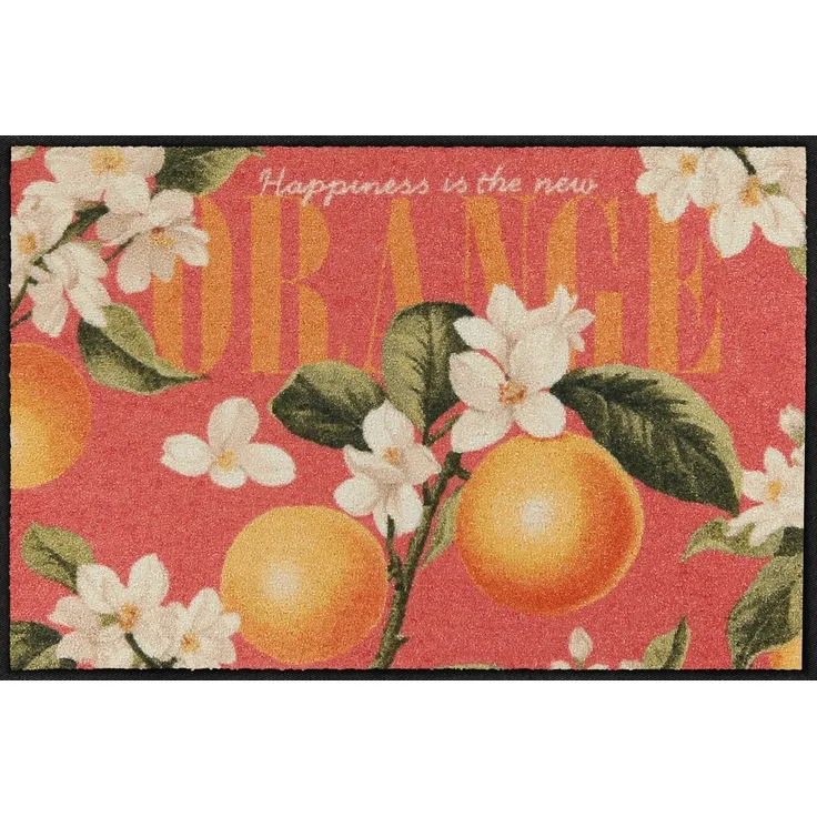 Salonloewe Fußmatte Salonloewe HAPPY ORANGE Fußmatte Wohnmatte 50 x 75 cm, Rechteckig, Höhe: 7 mm, In- und Outdoor, waschbar bei 40° Grad und trocknergeeignet