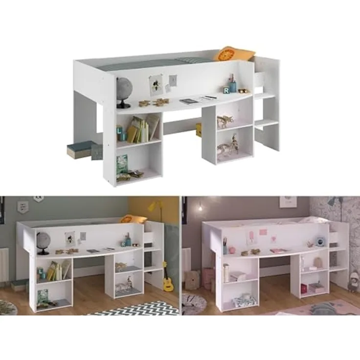 Kinderbett >Pirouette 1< in Weiss mit rose oder grau abgesetzt
