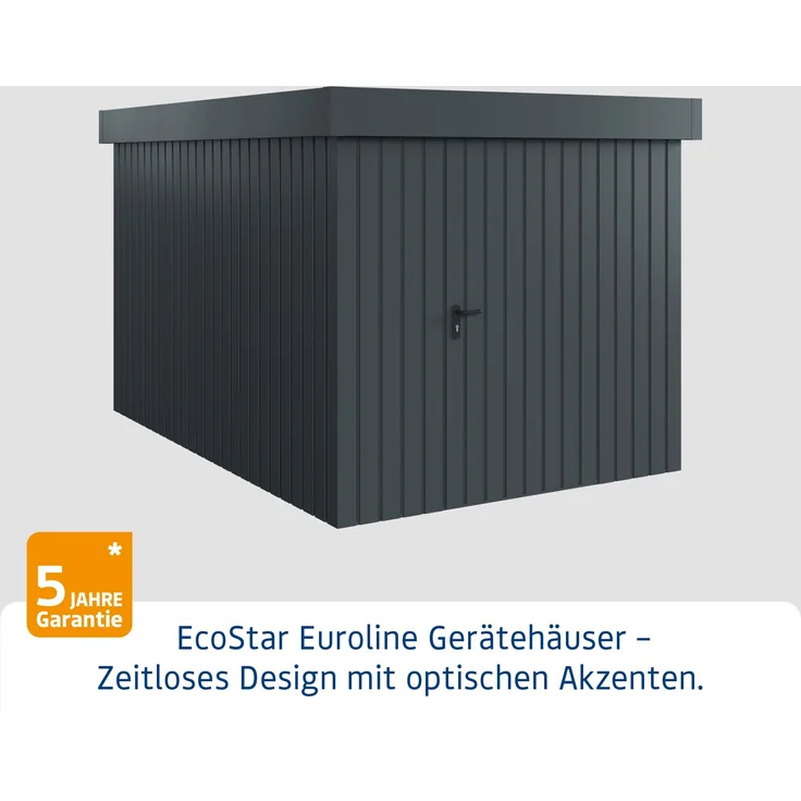 Hörmann Ecostar Metall-Gerätehaus "Euroline Trend" mit Flachdach EFD 7, anthrazitgrau, 214 x 310 cm,1-flüglige Tür – Bild 2