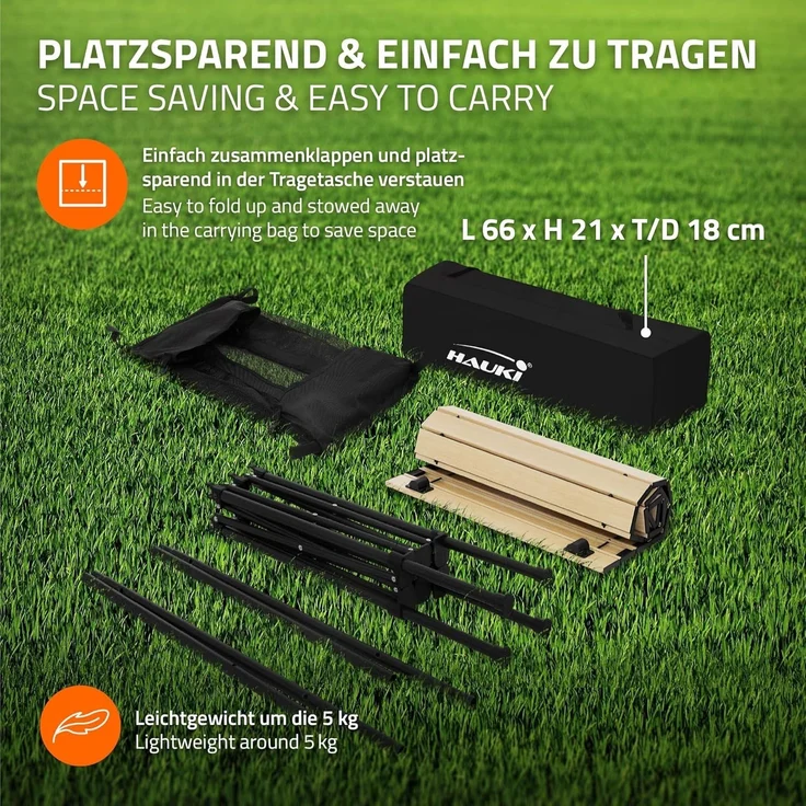 Hauki Campingtisch Klapptisch faltbar aus Aluminium inkl. Tragetasche, Gartentisch 118x55x64,5 cm Beige, Aufrollbare Tischplatte, Falttisch – Bild 6