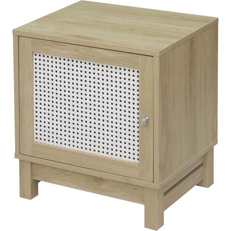 Casâme Nachttisch mit 1 Tür Rattanimitat - Helles Holz