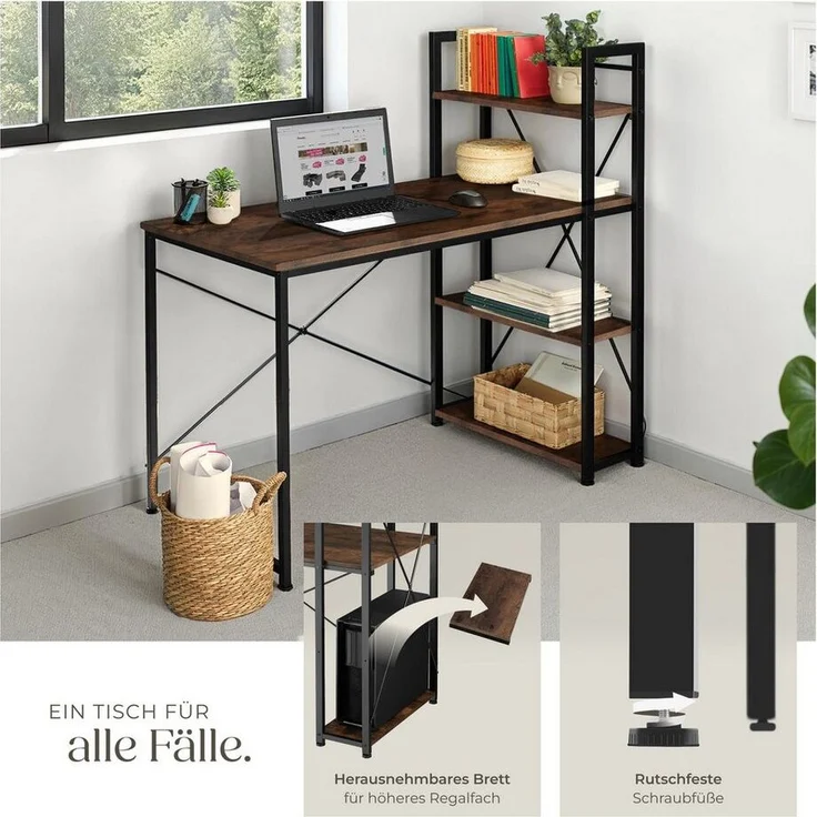 tectake Schreibtisch Computer-Schreibtisch (1-St, 1 tlg), Markanter Computer-Schreibtisch im typischen Industrial Style – Bild 3
